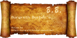 Burgreth Borbás névjegykártya
